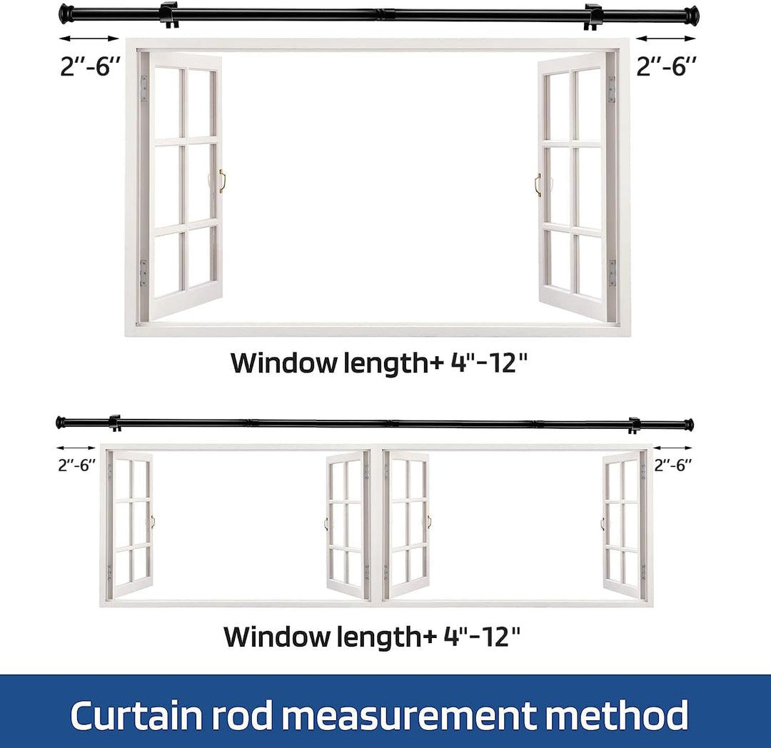 Curtain Rods 2 Pack 5/8 inch Black Curtain Rods for Windows 30 to 116 Inch with Brackets Easy to Install for Bedroom Living room Kitchen Retail $30.99