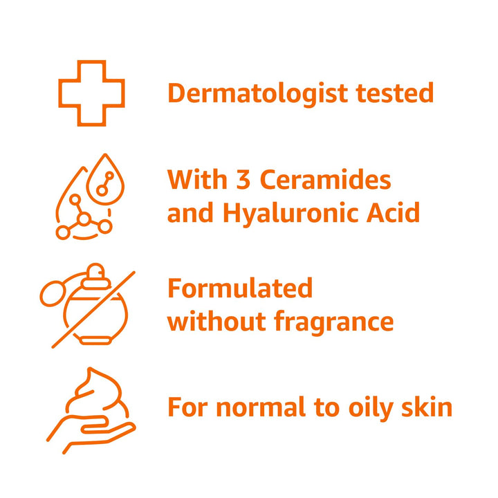 Amazon Basics Foaming Facial Cleanser with Ceramides & Hyaluronic Acid, Fragrance-Free, 12 Fl Oz, Pack of 1