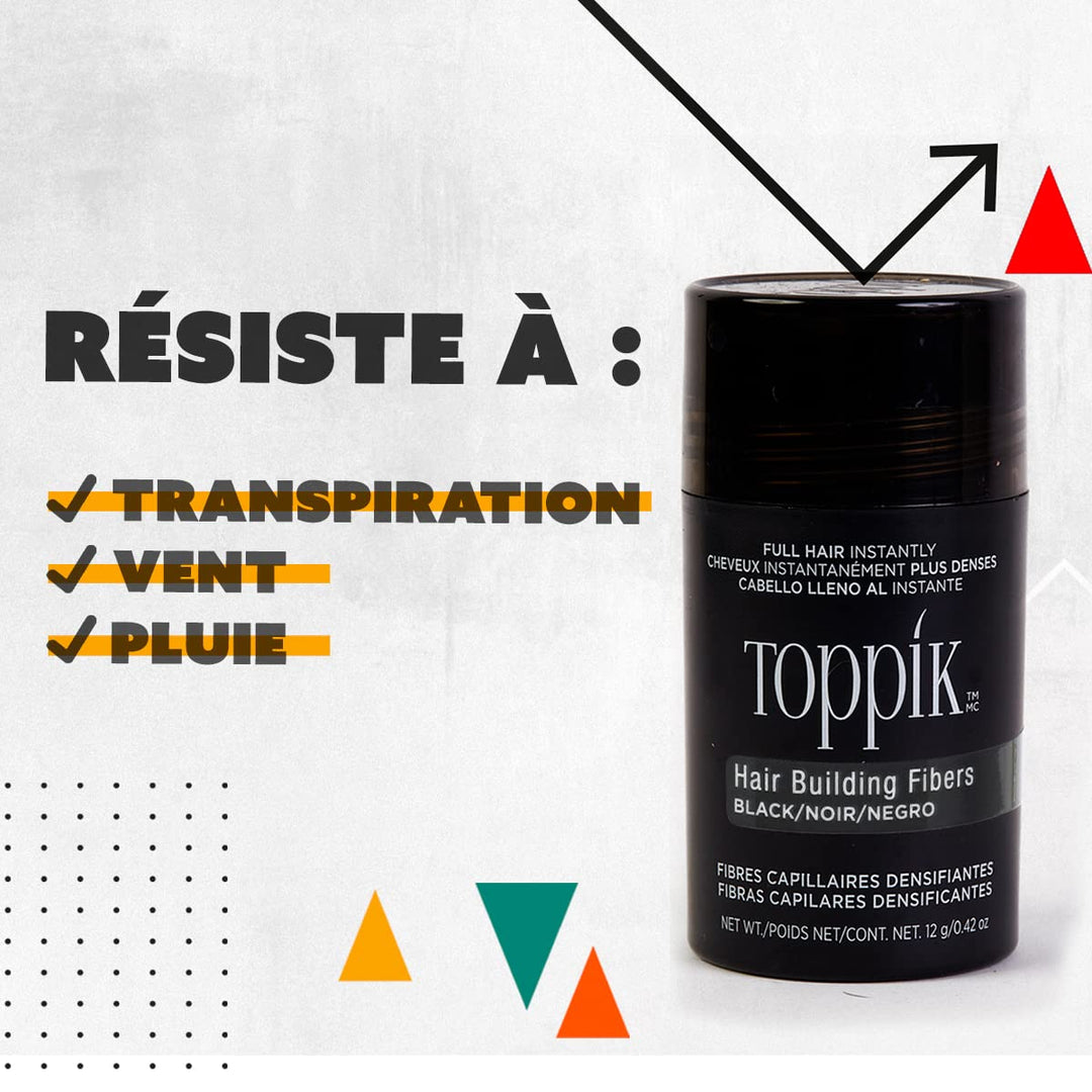 Toppik Hair Building Fibers, Black, 27.5g Fill In Fine or Thinning Hair, Instantly Thicker, Fuller Looking, 9 Shades for Men & Women, Keratin Protein Formula
