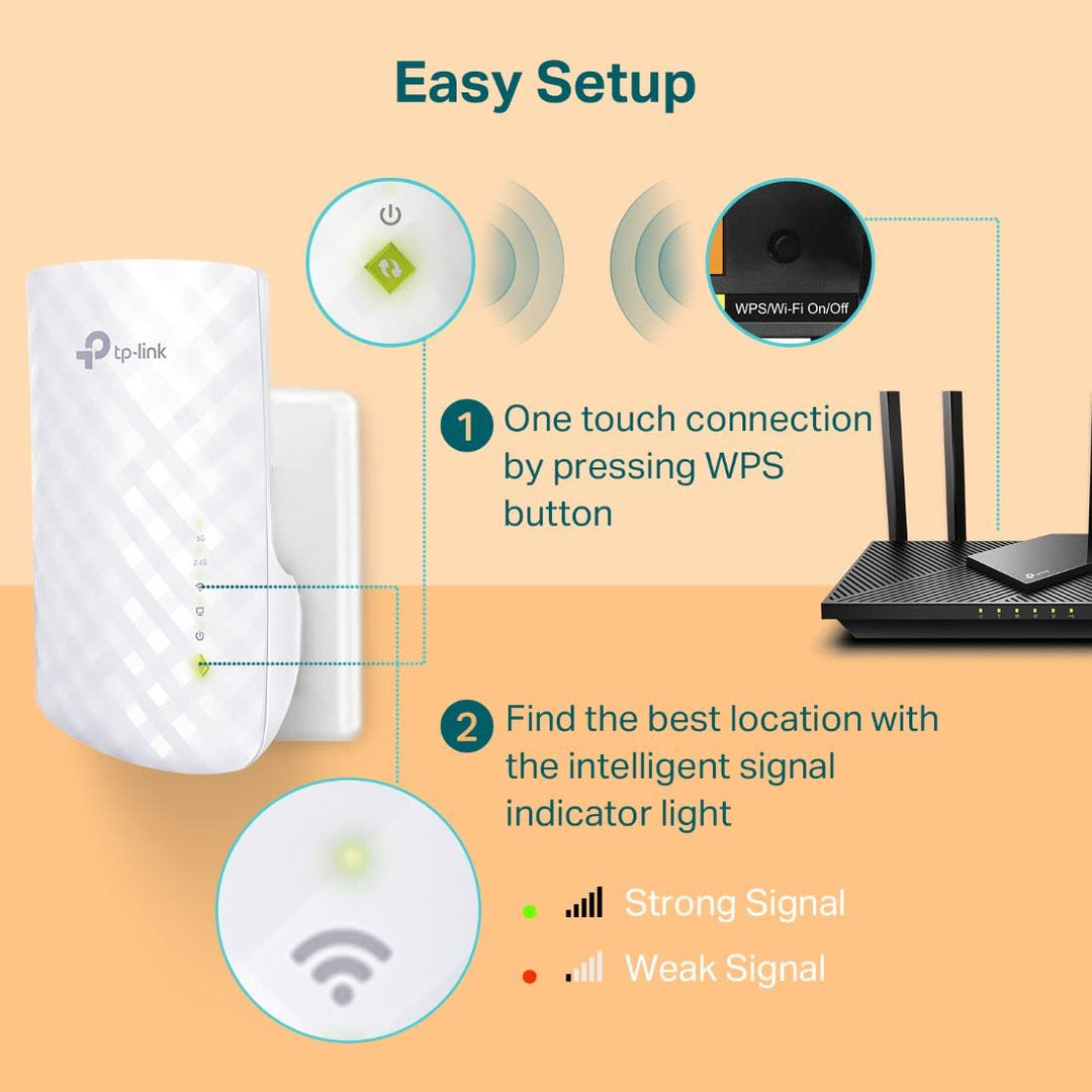 TP-Link WiFi Extender with Ethernet Port, Dual Band 5GHz/2.4GHz, Up to 44% More Bandwidth Than Single Band, Covers Up to 1200 Sq.ft and 30 Devices, Signal Booster Amplifier Supports OneMesh(RE220)