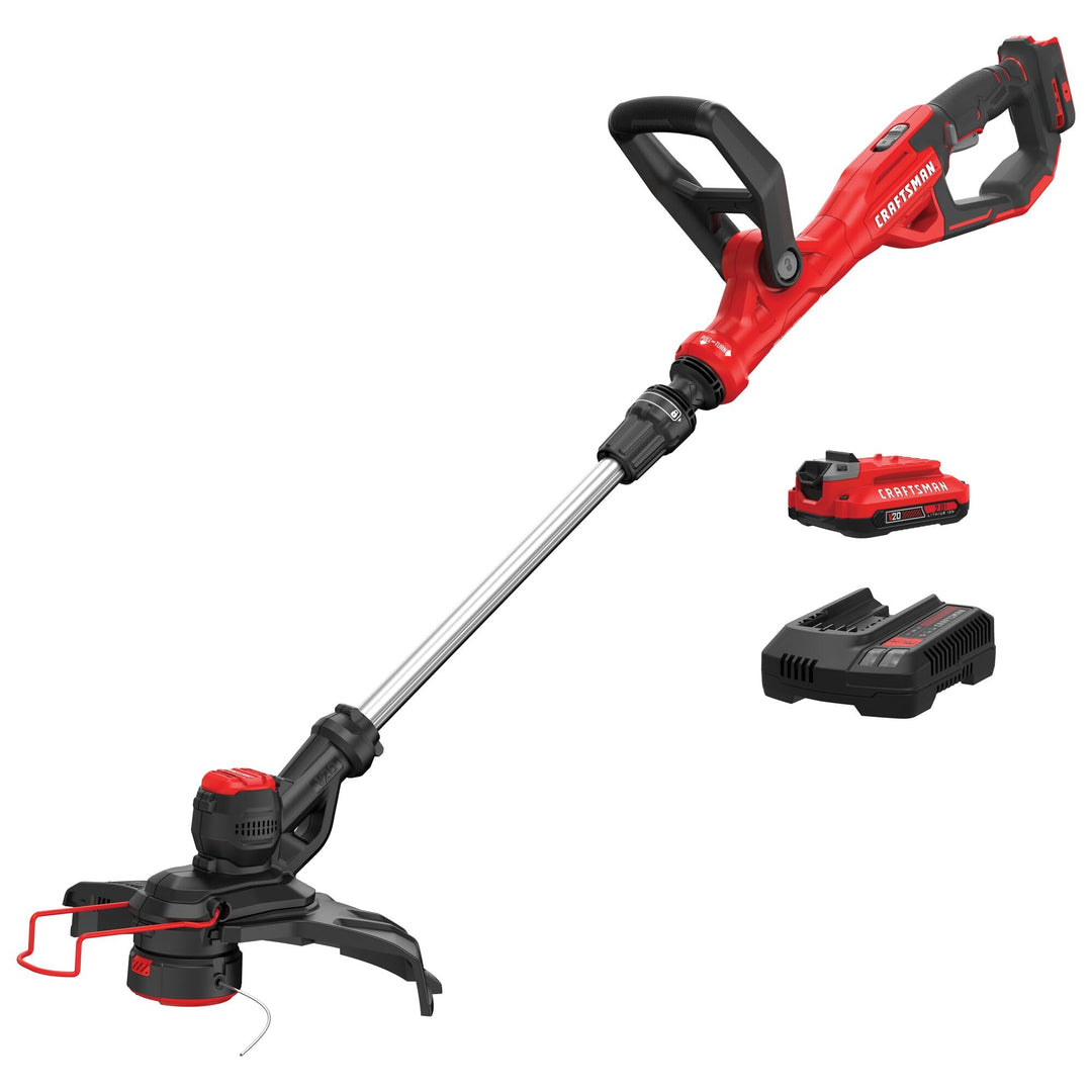 CRAFTSMAN V20 Weed Wacker Cordless String Trimmer and Edger, Weed Eater Includes 2.0 Ah Battery and Charger, Lightweight, Extended Runtime, 2 Speed (CMCST900D1) Retail $119.00