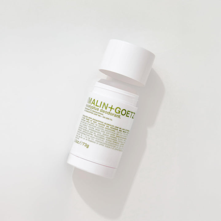 Malin + Goetz Eucalyptus Deodorant, natural effective odor & sweat defense, for all skin types, clear color, no residue/stains, free of aluminum, alcohol, baking soda, parabens, cruelty free 2.6 Fl Oz