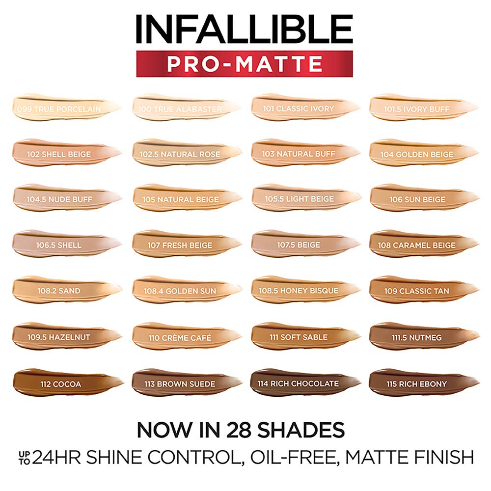 L'Oreal Paris Cosmetics Makeup Infallible Pro-Matte Liquid Longwear Foundation, Ivory Beige, 1 fl oz Retail $14.99