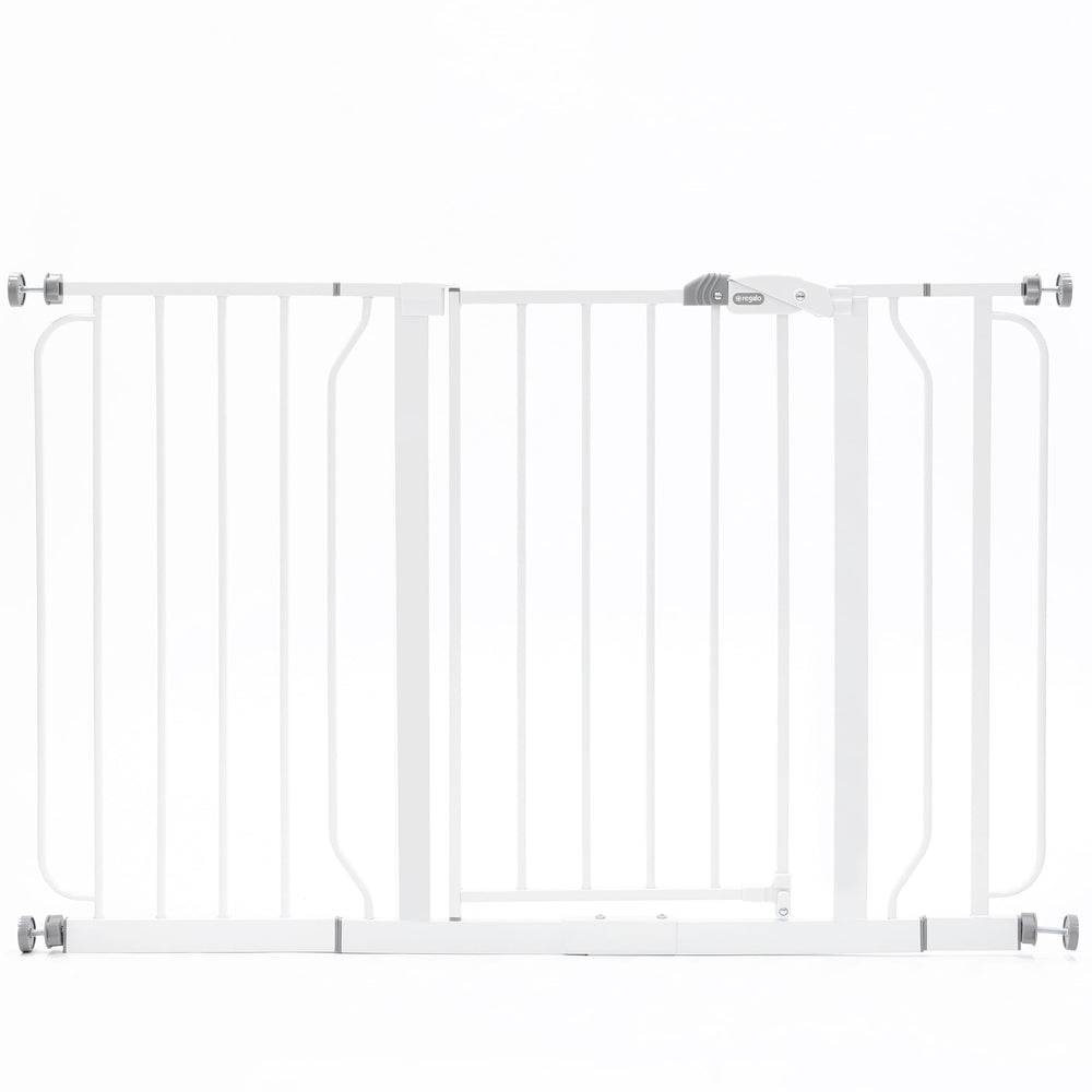 Regalo Safety 29-49" Easy Step Extra Wide Baby Gate for Doorways & Bottom of Stairs, Pressure Mounted Safety Gate with Door for Babies, Toddlers & Pets, White Retail $49.88