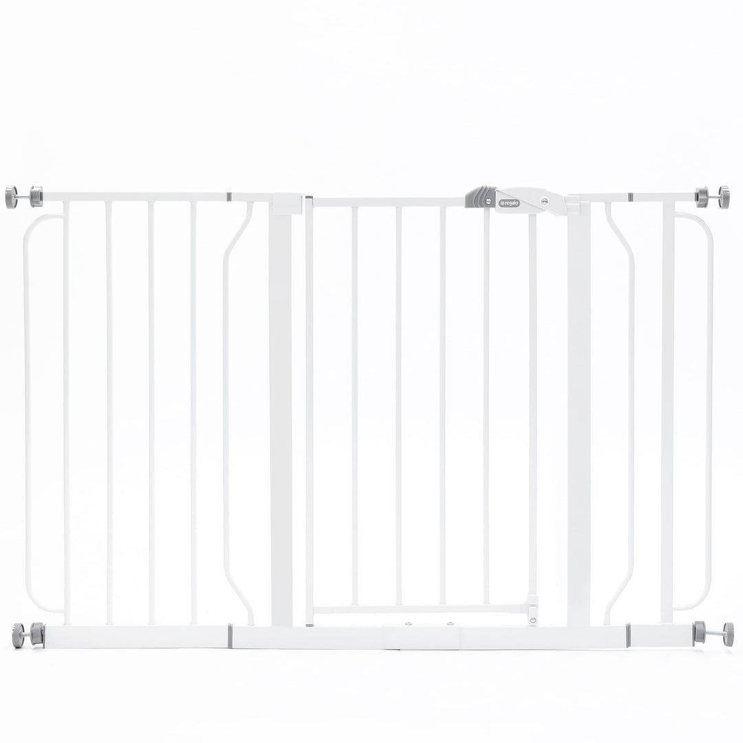 Regalo Safety 29-49" Easy Step Extra Wide Baby Gate for Doorways & Bottom of Stairs, Pressure Mounted Safety Gate with Door for Babies, Toddlers & Pets, White Retail $49.88