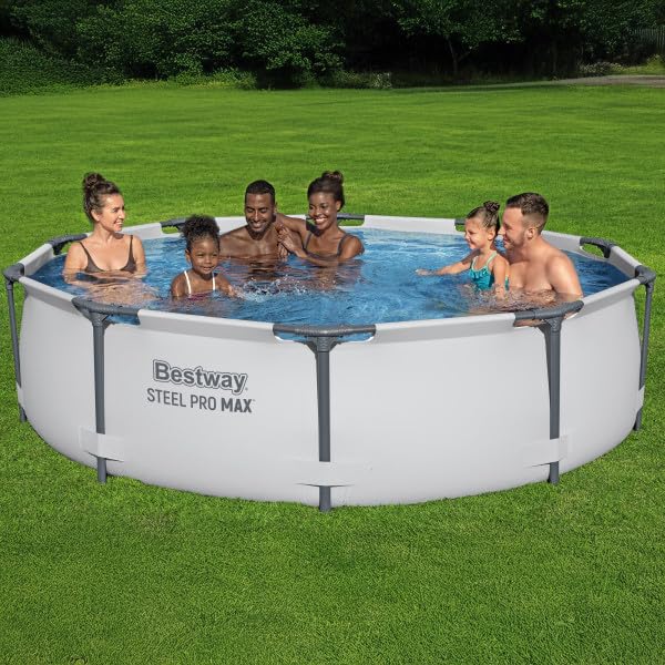 Bestway Steel Pro MAX 10' x 30" Round Metal Frame Above Ground Outdoor Backyard Swimming Pool Set with 330 Gallon Filter Pump Retail $110.16