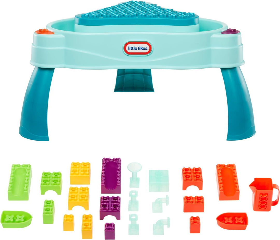 Little Tikes Build & Splash Water Table with 25 Piece Accessories - Wet/Dry Play, Indoor/Outdoor with Removeable Grow-with-Me Legs Retail $49.99