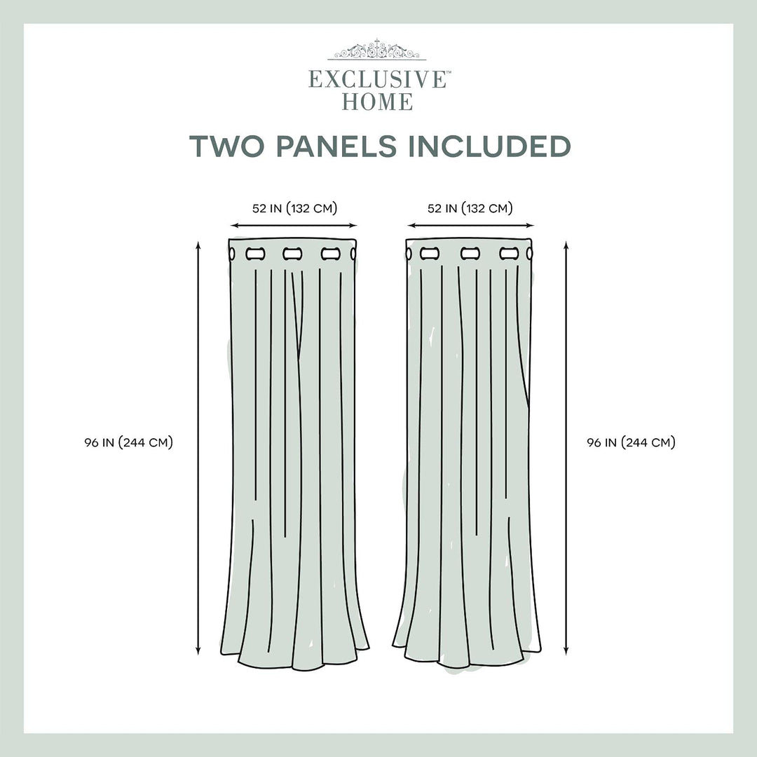 EXCLUSIVE HOME Sateen Twill Woven Room Darkening Blackout Grommet Top Curtain Panel Pair, 52"x96", Linen Retail $20.98