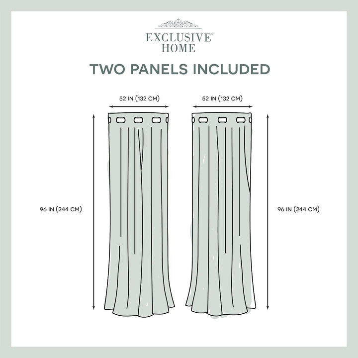 EXCLUSIVE HOME Sateen Twill Woven Room Darkening Blackout Grommet Top Curtain Panel Pair, 52"x96", Linen Retail $20.98
