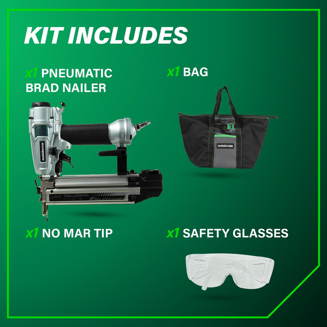 Metabo HPT Pro Brad Nailer, Pro-Preferred Pneumatic Finish Power Nailer for Trim Work, Furniture Building, Lightweight and Durable with Aluminum Magazine, 18 Gauge, 5/8" to 2" Brad Nails, NT50A5 Retail $159.00