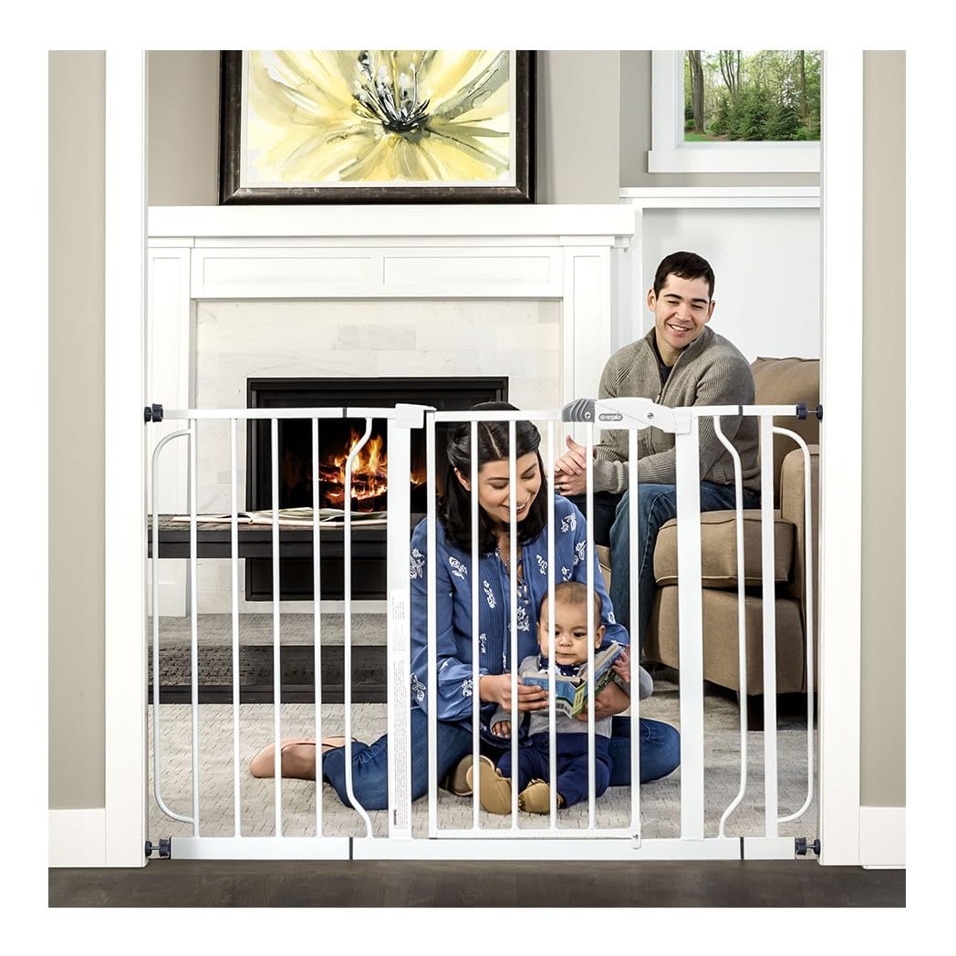 Regalo Safety 29-49" Easy Step Extra Wide Baby Gate for Doorways & Bottom of Stairs, Pressure Mounted Safety Gate with Door for Babies, Toddlers & Pets, White Retail $49.88