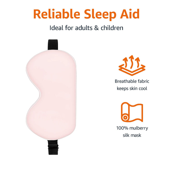 Amazon Basics Genuine Natural Mulberry Silk Curved Sleep Eye Mask with Adjustable Strap, One Size, Pink