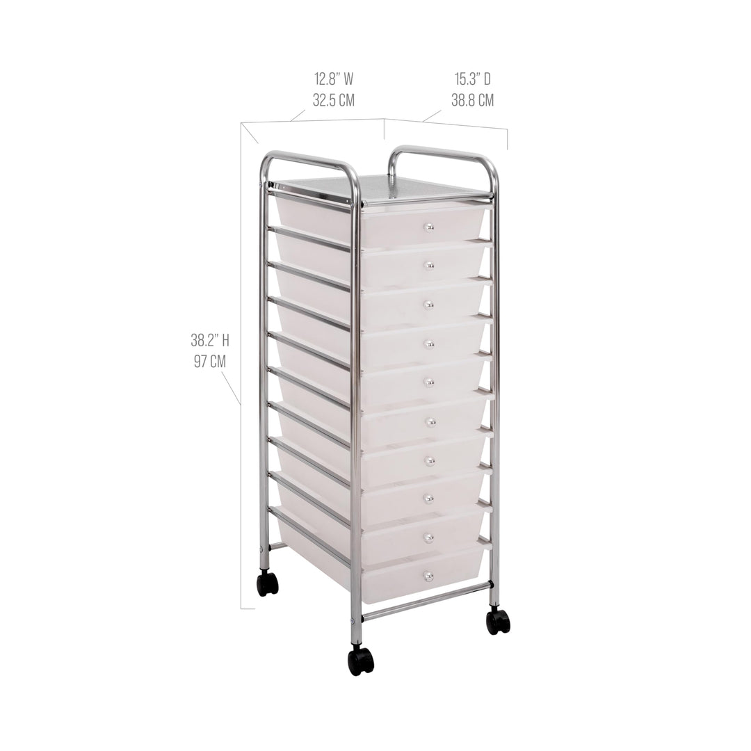 Seville Classics Rolling Utility Organizer Storage Cart, for Home Office, School, Classroom, Scrapbook, Hobby, Craft, 10 Drawer, Frost White Retail $49.99