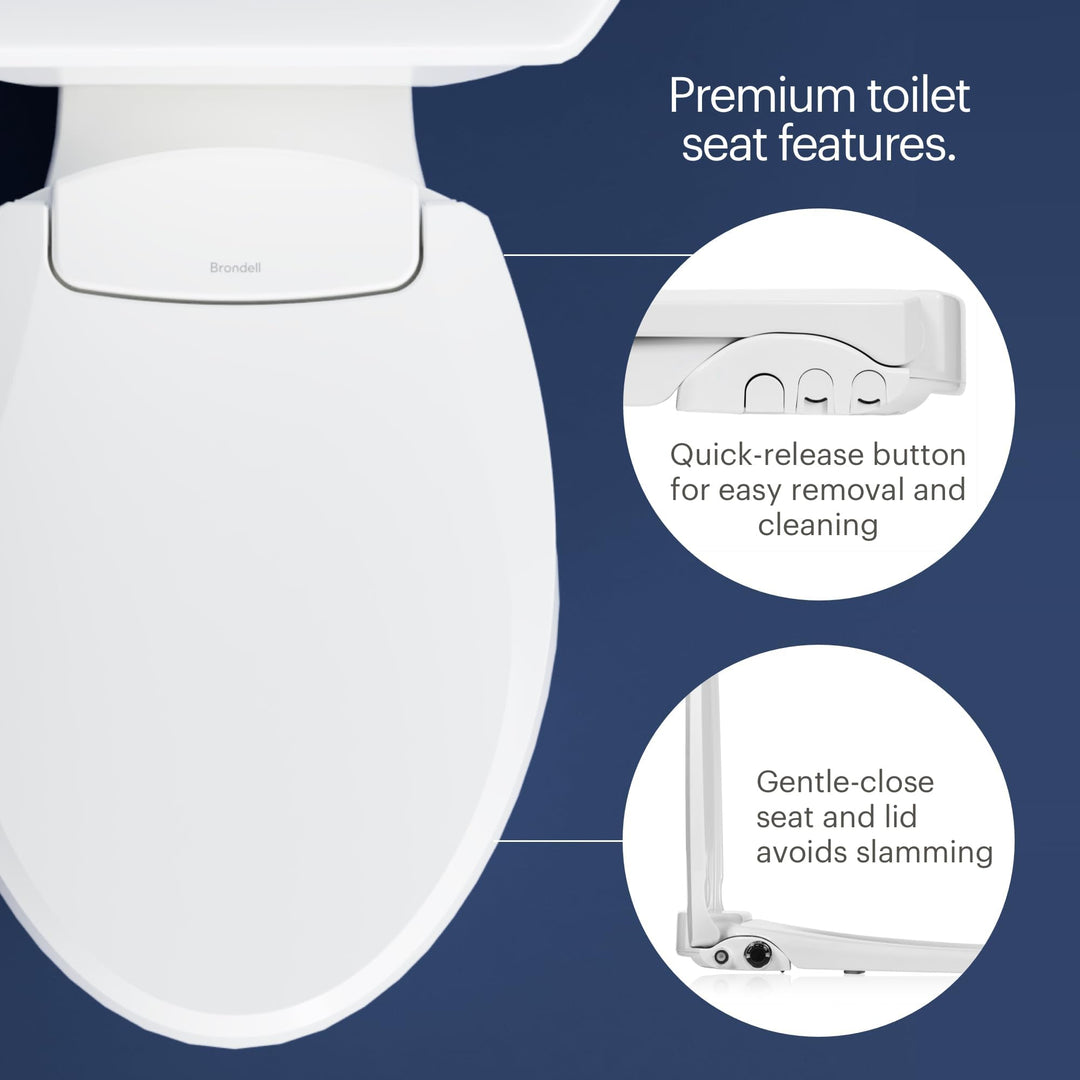Brondell Bidet Toilet Seat Non-Electric Swash Ecoseat, Fits Elongated Toilets, White - Dual Nozzle System, Ambient Water Temperature - Bidet with Easy Installation Retail $89.99
