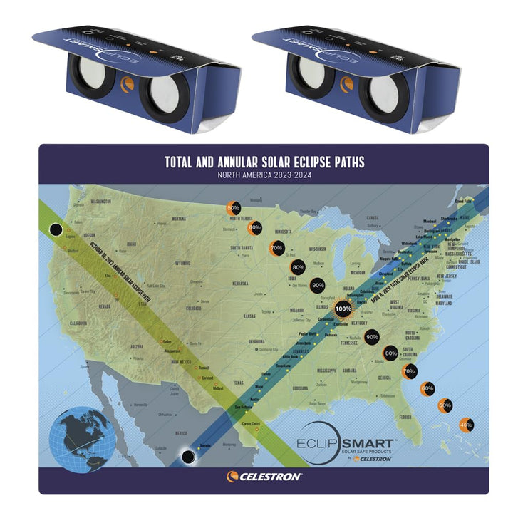 Celestron – 2-Pack EclipSmart Safe Solar Power Viewers – 2X Magnification – Meets ISO 12312-2:2015(E) Standards – Solar Safe Filter Technology – Observe Eclipses & Sunspots – Includes Eclipse Map Retail $12.95