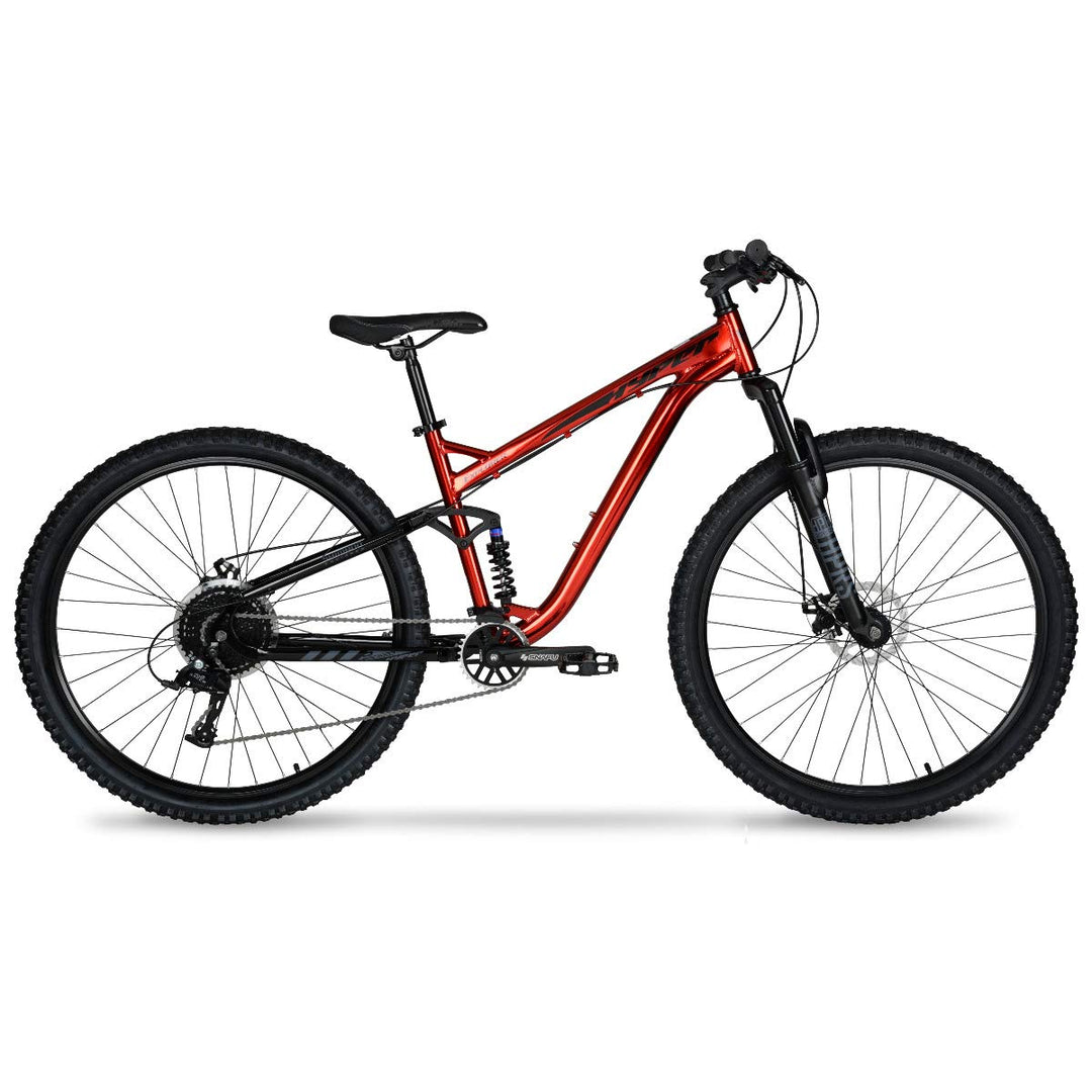 Hyper Mountain Bike for Men or Women 29 Inch Mountain Bike. Shimano 9 Speed Shifters and Lightweight Aluminum Hard Tail MTB Bike Frame. Full Suspension Explorer (Red)