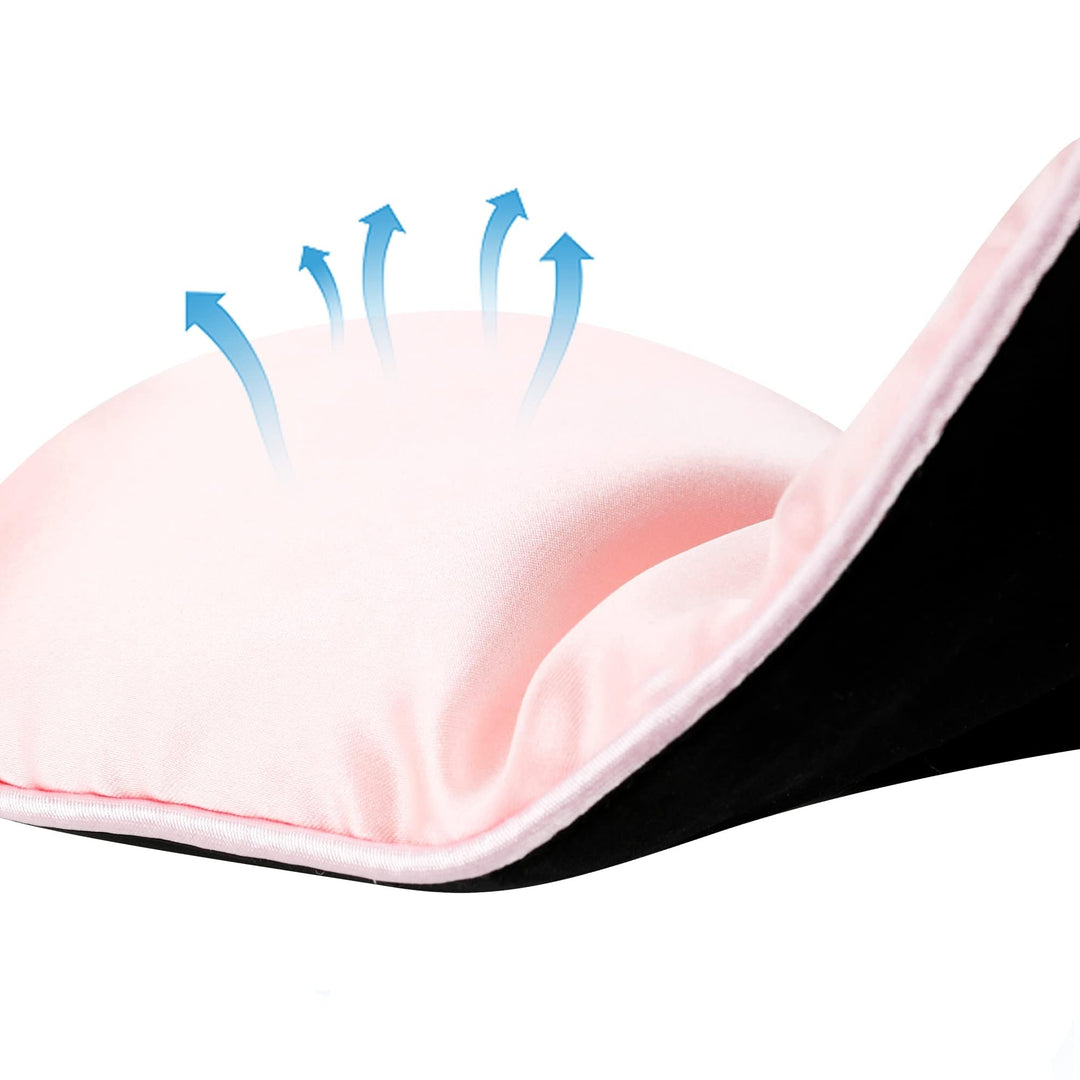 Amazon Basics Genuine Natural Mulberry Silk Curved Sleep Eye Mask with Adjustable Strap, One Size, Pink