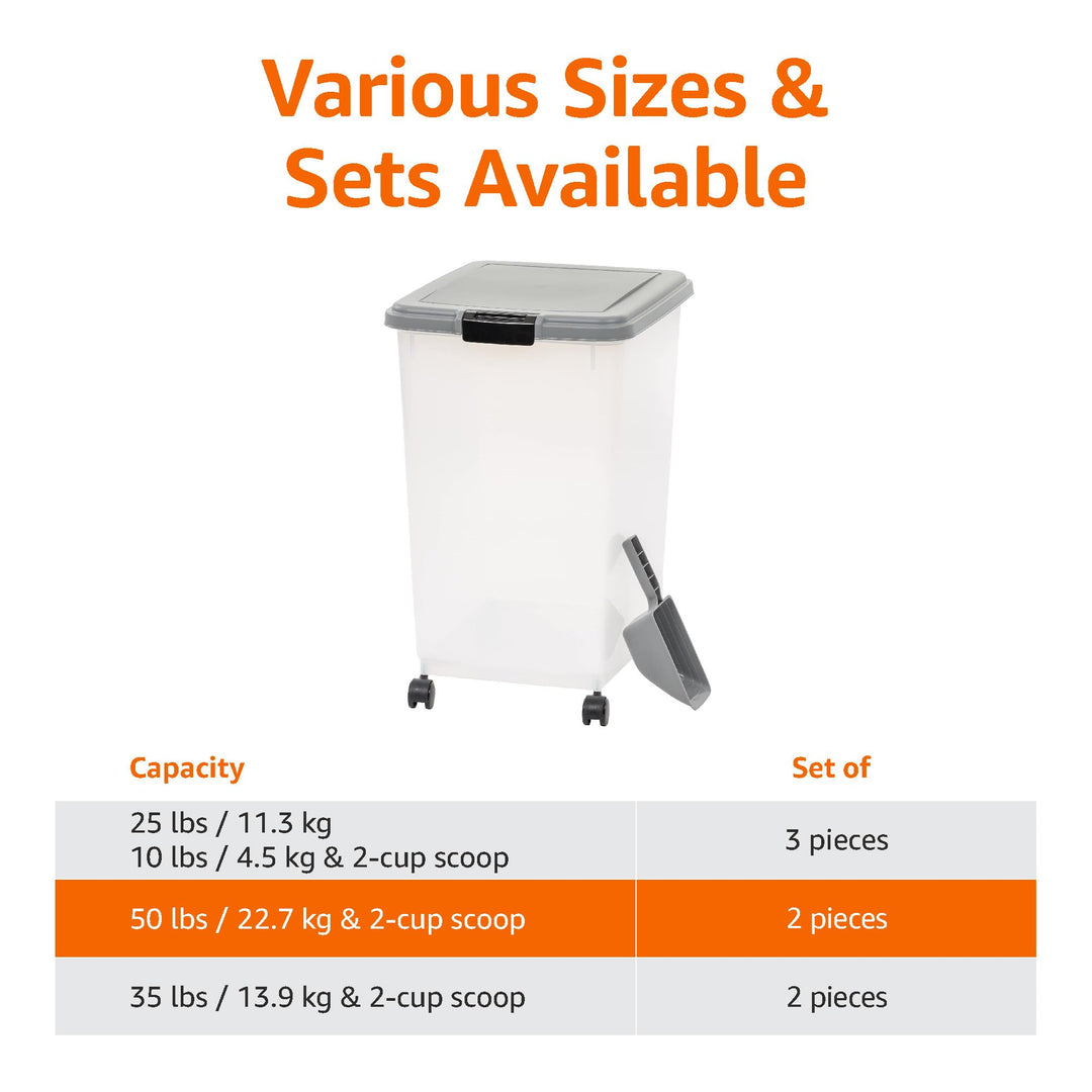 Amazon Basics Airtight Dog Food Storage Container with Scoop and Wheels, 69 QT, Gray Retail $34.99