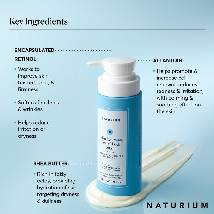 Naturium Skin-Renewing Retinol Body Lotion Jumbo, Advanced Firming Anti-Aging Skin Care, with Encapsulated Retinol & Shea Butter, 14 oz