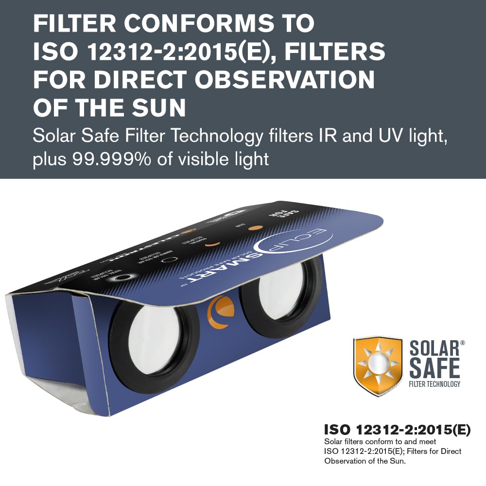 Celestron – 2-Pack EclipSmart Safe Solar Power Viewers – 2X Magnification – Meets ISO 12312-2:2015(E) Standards – Solar Safe Filter Technology – Observe Eclipses & Sunspots – Includes Eclipse Map Retail $12.95