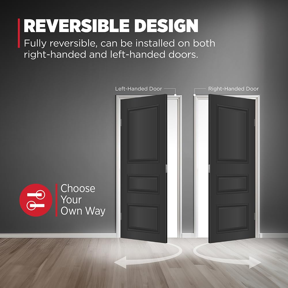 Kwikset San Clemente Front Door Handle No Lock, Entry Handleset Exterior with Interior Reversible Handed Lever, Non-Locking, Matte Black, Deadbolt Not Included, with Microban Protection