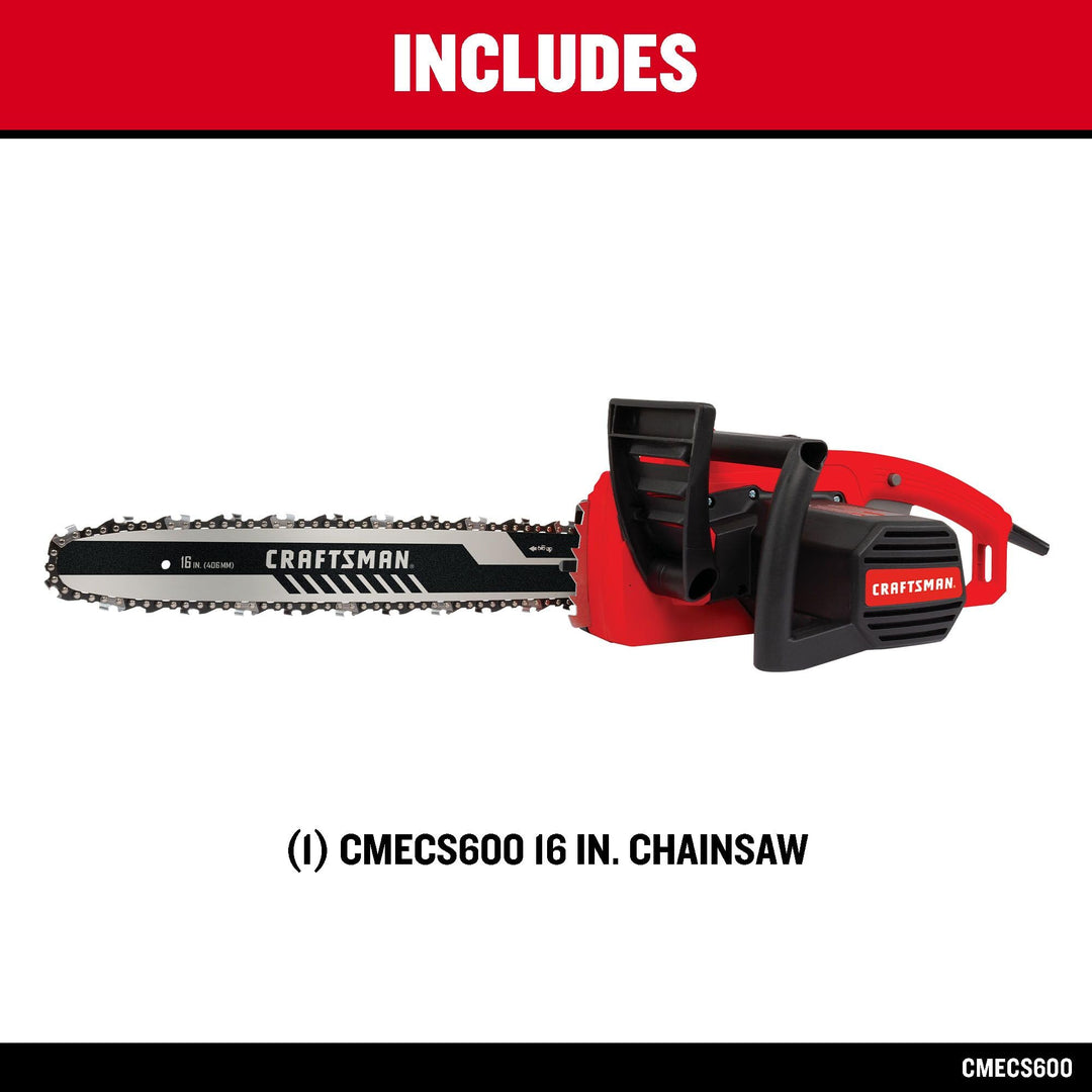 CRAFTSMAN Electric Chainsaw, 16 Inch, 12 Amp Corded Chain Saw Electric, Ergonomic, Powerful Motor (CMECS600) Retail $99.00