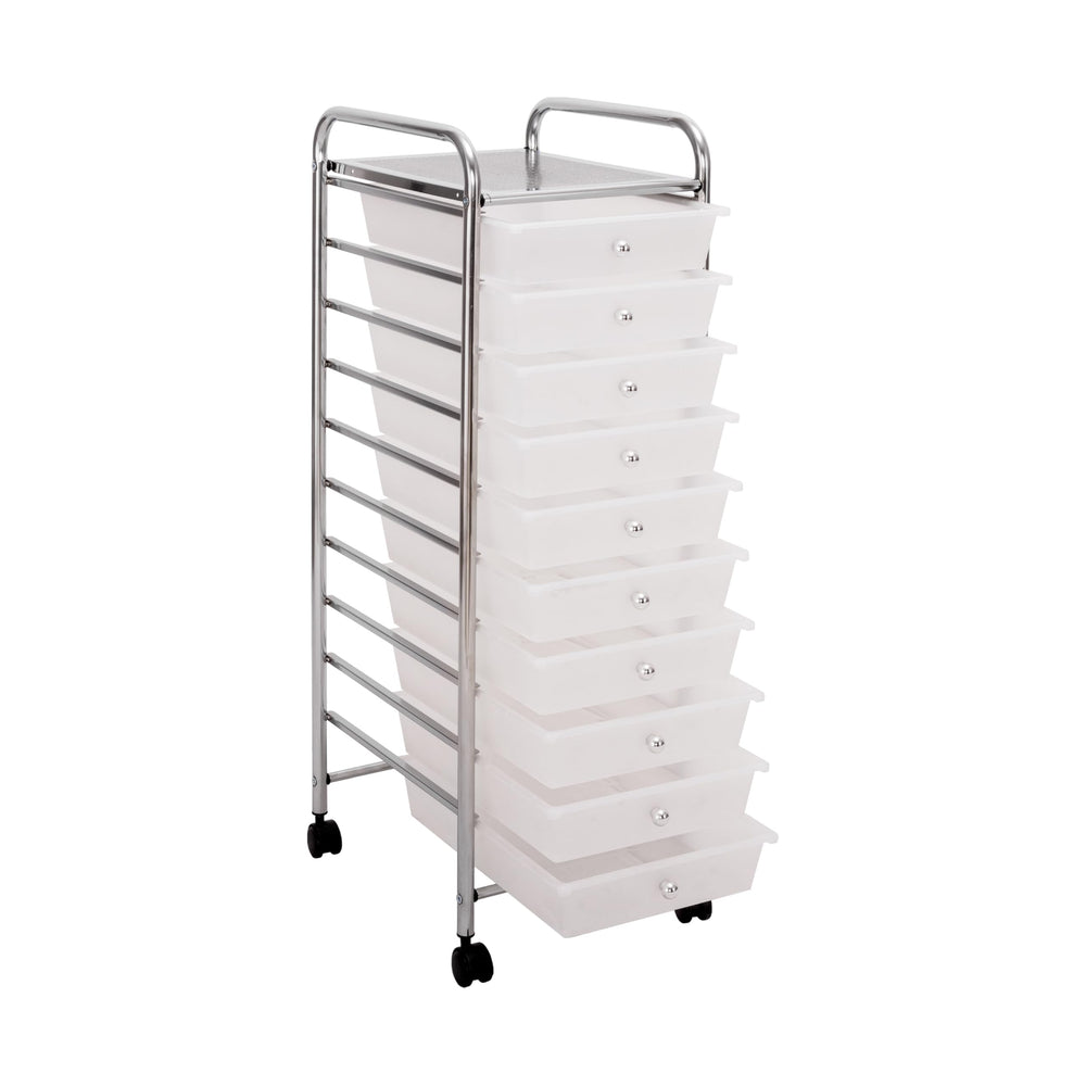 Seville Classics Rolling Utility Organizer Storage Cart, for Home Office, School, Classroom, Scrapbook, Hobby, Craft, 10 Drawer, Frost White Retail $49.99