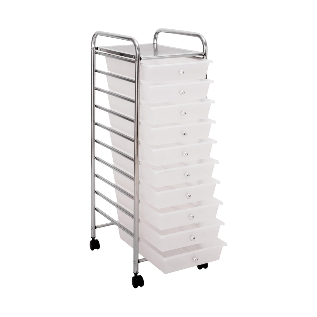 Seville Classics Rolling Utility Organizer Storage Cart, for Home Office, School, Classroom, Scrapbook, Hobby, Craft, 10 Drawer, Frost White Retail $49.99
