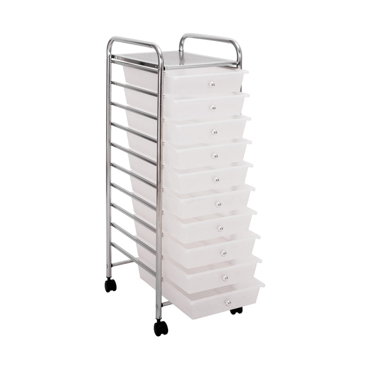 Seville Classics Rolling Utility Organizer Storage Cart, for Home Office, School, Classroom, Scrapbook, Hobby, Craft, 10 Drawer, Frost White Retail $49.99
