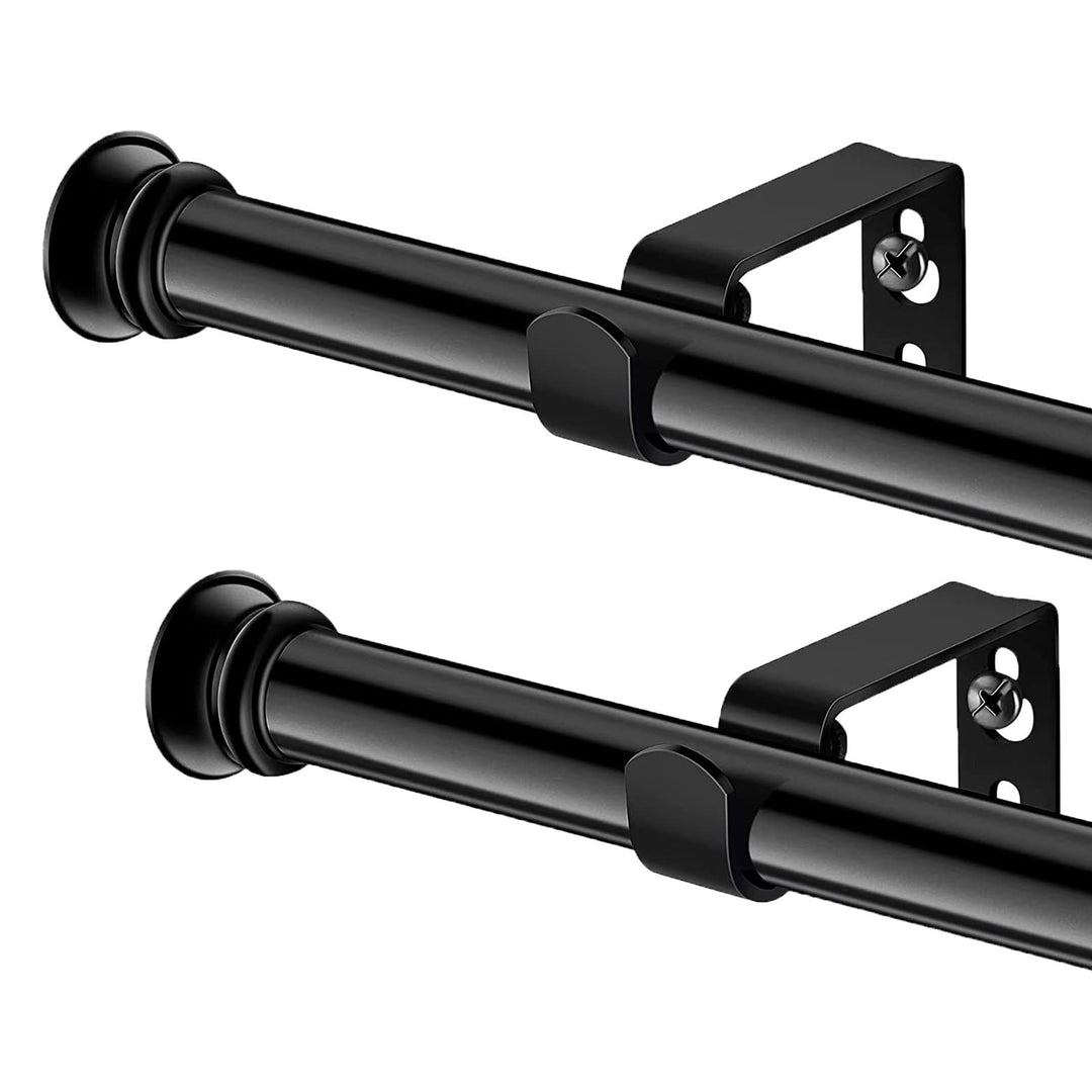Curtain Rods 2 Pack 5/8 inch Black Curtain Rods for Windows 30 to 116 Inch with Brackets Easy to Install for Bedroom Living room Kitchen Retail $30.99