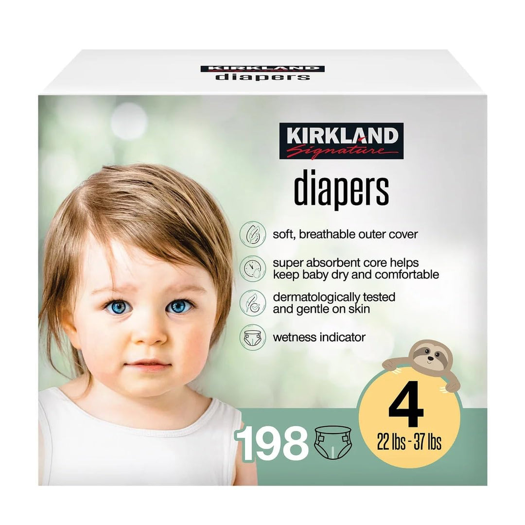 Kirkland Signature Diapers, Size 4 (22-37 Pounds), 198 Count Retail $69.99