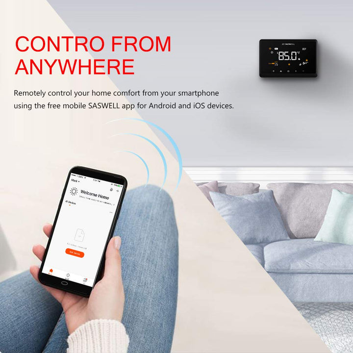 Wi-Fi Smart Thermostat for Smart Home, Tuya APP Remote Control, Compatible with Alexa, Google Assistant, Saswell T29UTW-7-WIFI(TY) Retail $69.99
