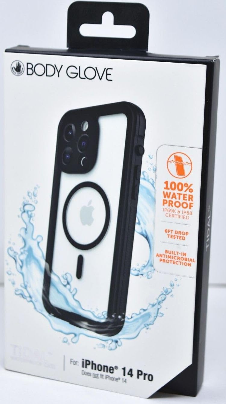 Body Glove Tidal Waterproof Case with Magsafe for iPhone 14 Pro - Black/Clear Retail $19.88
