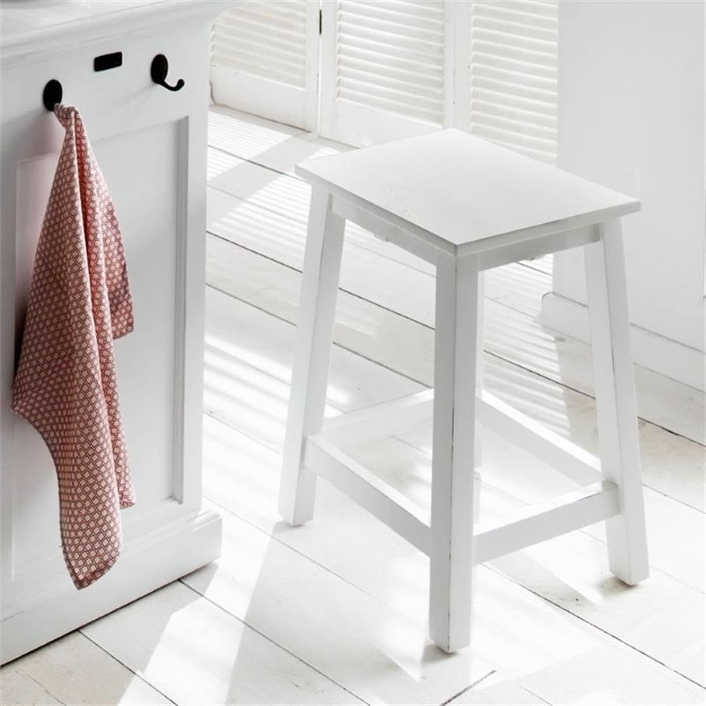 NovaSolo Halifax Pure White Mahogany Wood 19.5-Inch Stool Retail $119.00