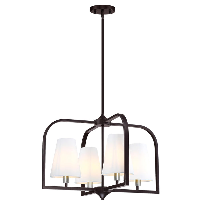 4 Light Modern Kitchen Island 23" Metal Pendant Light Off White Durm Shade Oil Rubbed Bronze Finish Pendant Lamp Farmhouse Hanging Light Fixture for Over Sink Living Room Dining Room Bedside Retail $139.99
