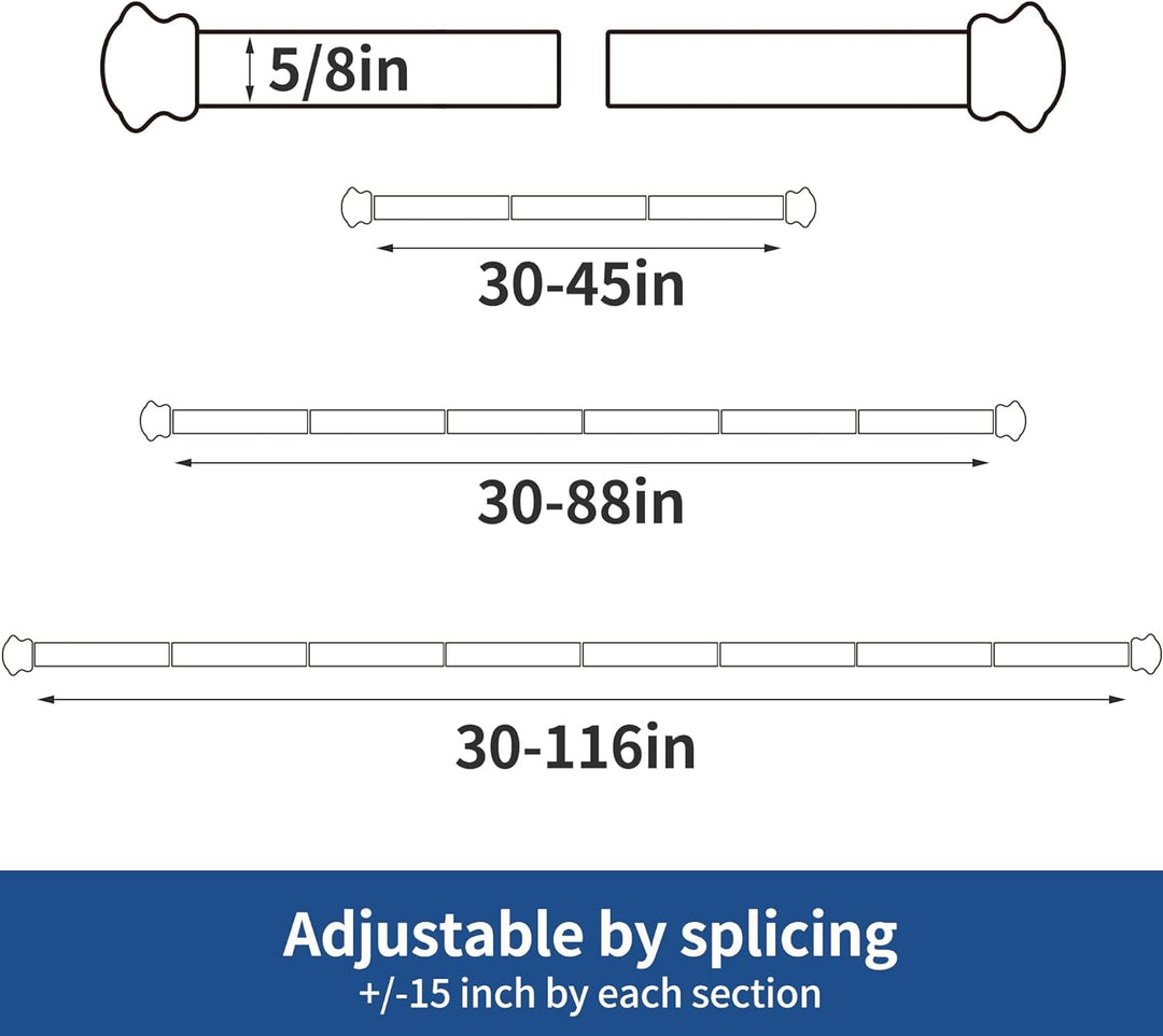 Curtain Rods 2 Pack 5/8 inch Black Curtain Rods for Windows 30 to 116 Inch with Brackets Easy to Install for Bedroom Living room Kitchen Retail $30.99