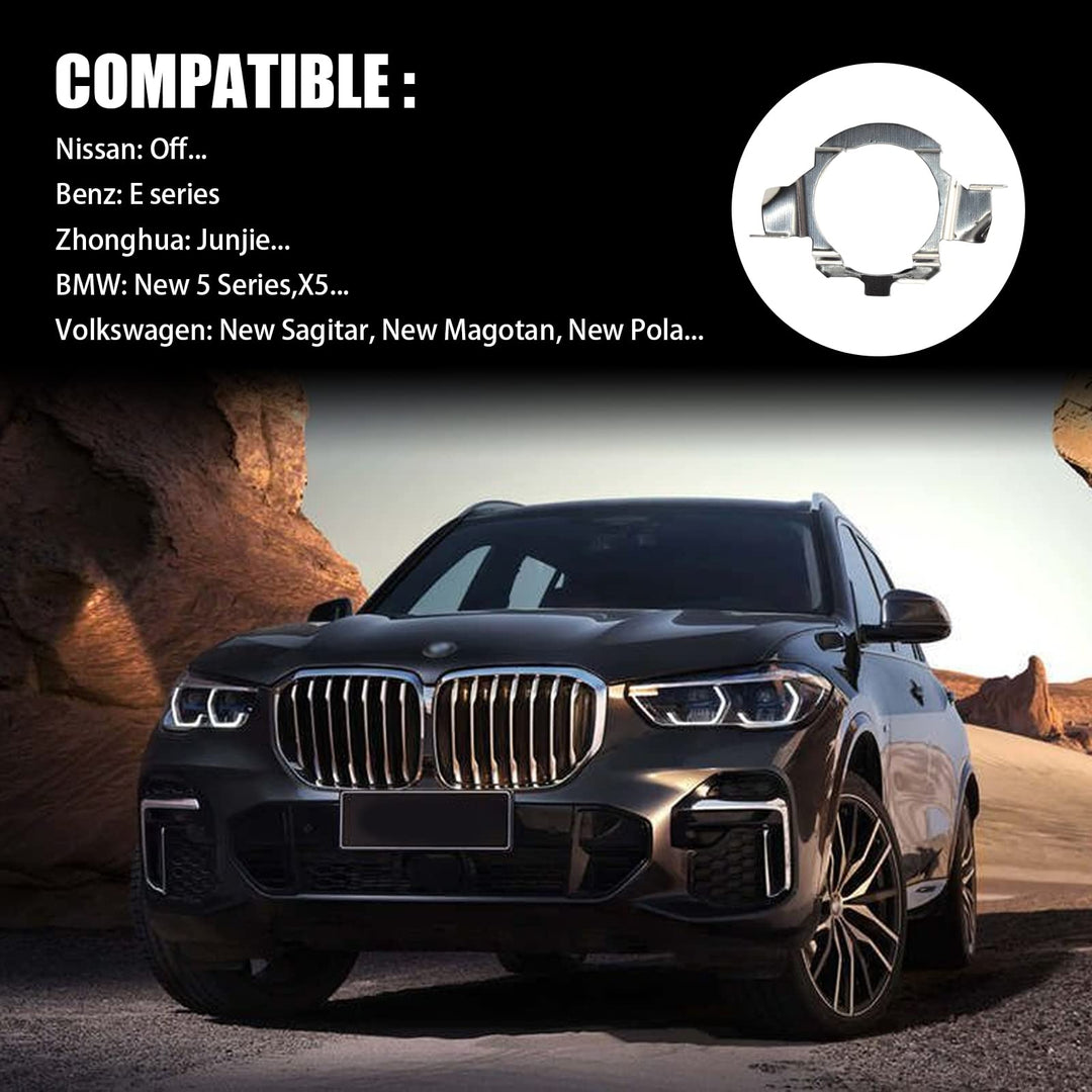 QODOLSI 2 PCS Car LED Light Card Holder, H7 Car Light Fixed Adapter Bracket, H7 Fixed Buckle Base LED Adapter Holders, for Benz Qashqai New Bora Sagitar Nissan (Silver)