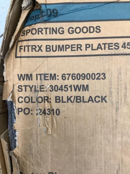 Fitrx Bumper Plates 45LB Set - RFID Enabled, Black/Black Retail $114.99