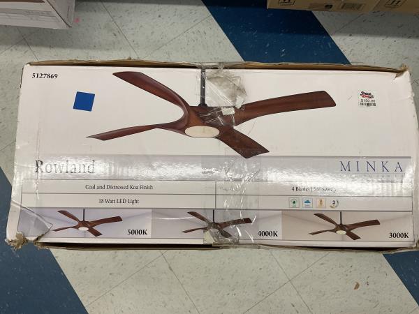 Minka ceiling fan Rowland coal and distressed koa finish Retail $349.98