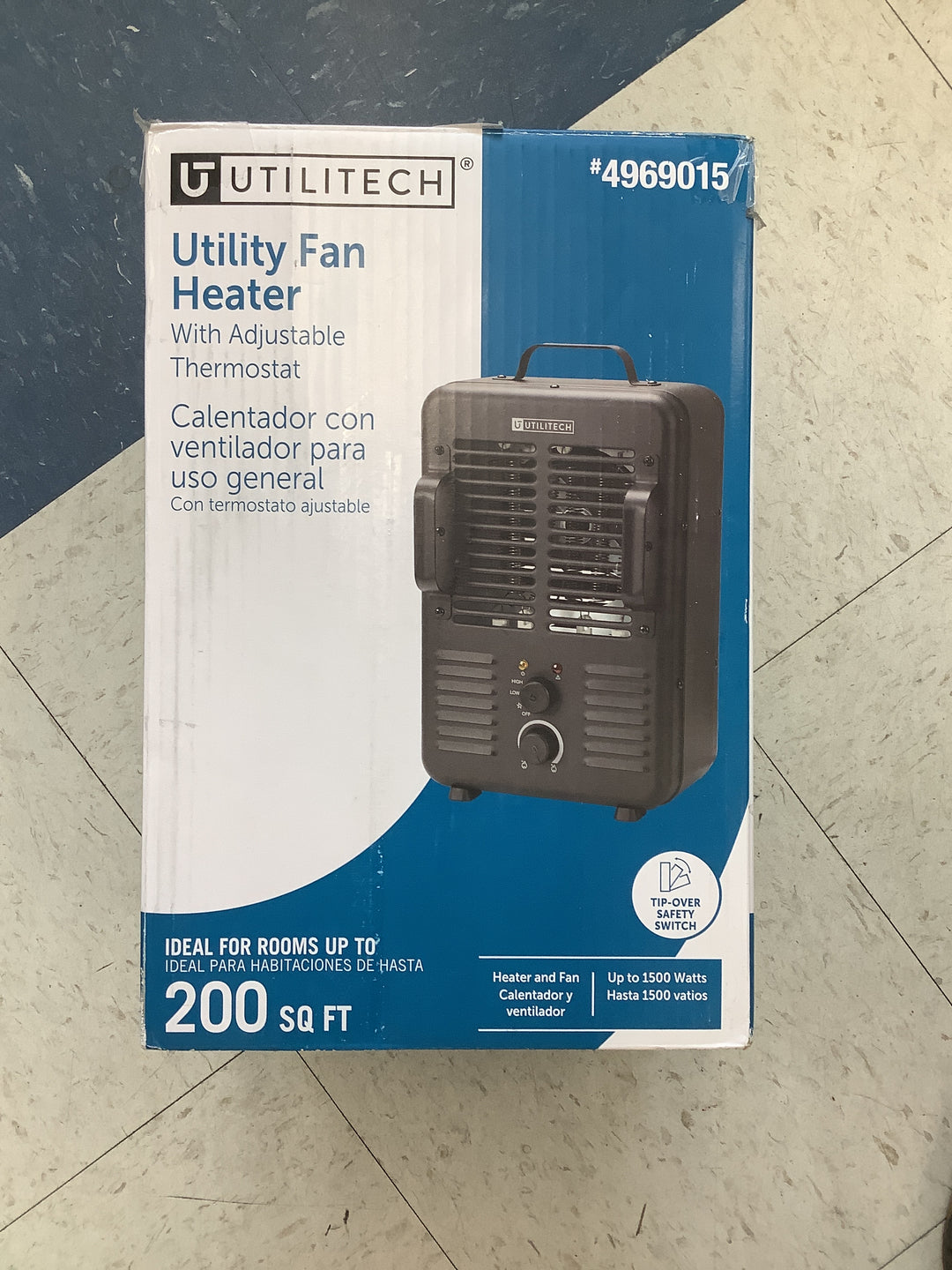 UTILITECH Utility Fan Heater - Adjustable Thermostat, 200 sq ft Retail $20.00