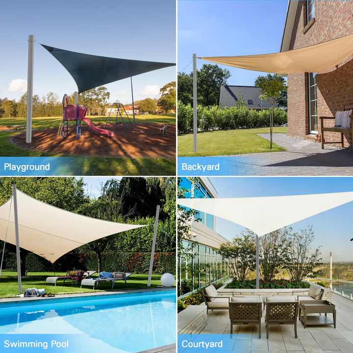 Shade Sail Poles, 12Ft Sun Shade Sail Poles with Spiral Drill Bit, Heavy Duty Shade Sail Post with D-Clamp for Garden Yard Backyard, 2 Pack