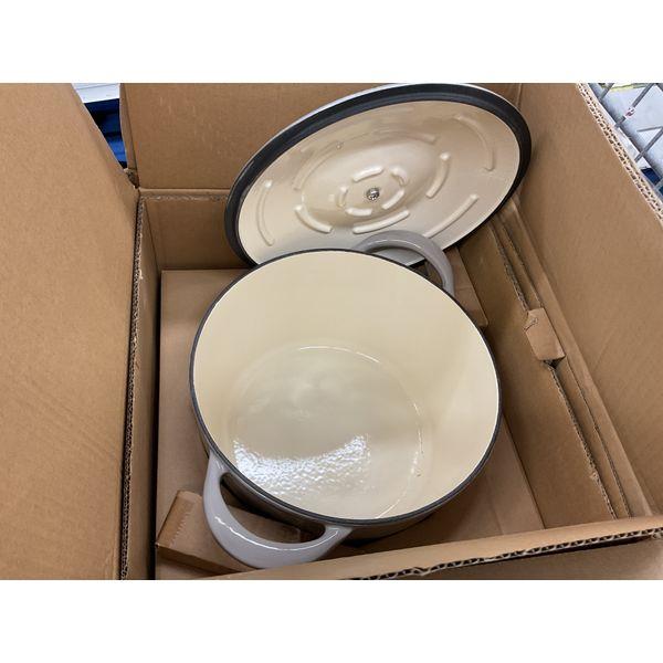 Staub Dutch Oven, Enameled Cast Iron, Round, Includes Lid, Gray Retail $350.00