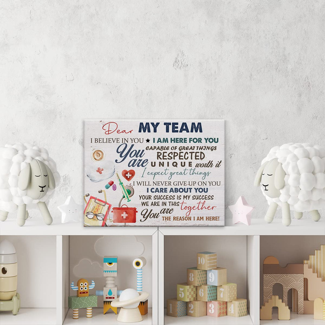 Nurse Canvas Wall Art Decor Dear My Team I Believe in You Medical Staff Team Poster Painting Framed Nurse Quote Print Sign Artwork for Home Office Decor 12 X 15 Inch