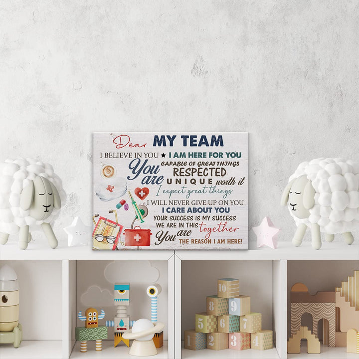 Nurse Canvas Wall Art Decor Dear My Team I Believe in You Medical Staff Team Poster Painting Framed Nurse Quote Print Sign Artwork for Home Office Decor 12 X 15 Inch
