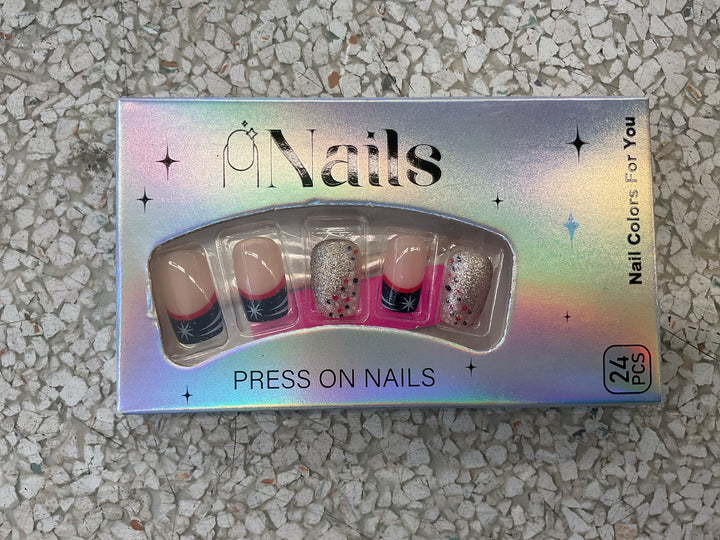 Black French Tips Press on Toe Nails Short Square