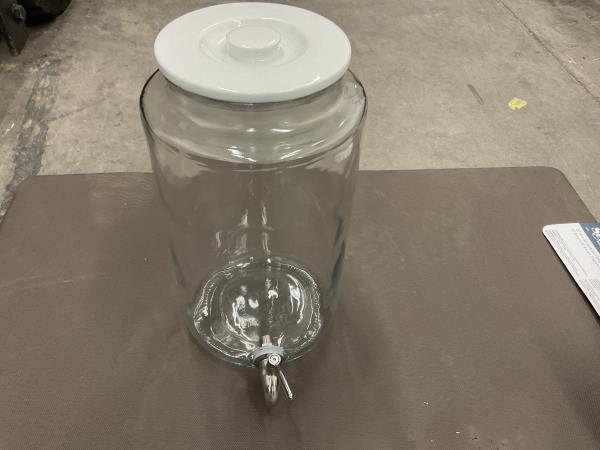 Glass Beverage Dispenser with Spigot and White Lid Retail $35.00