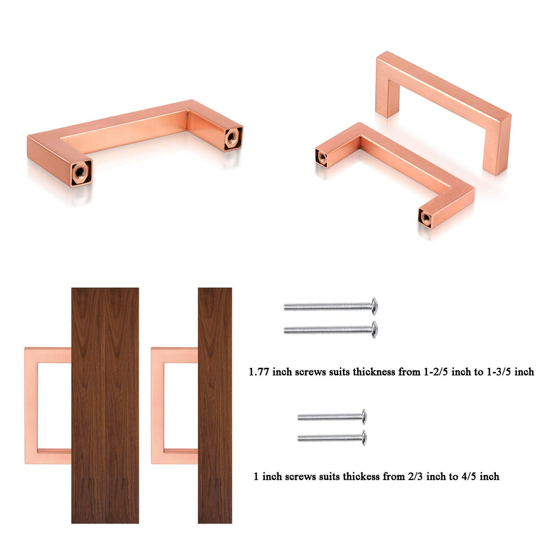 Fashion Furniture Direct 10 Pack Copper Kitchen Cabinet Pulls Stainless Steel,3 inch Hole Centers Stain Copper Dresser Pulls,Rose Gold Pulls for Kitchen Cabinets
