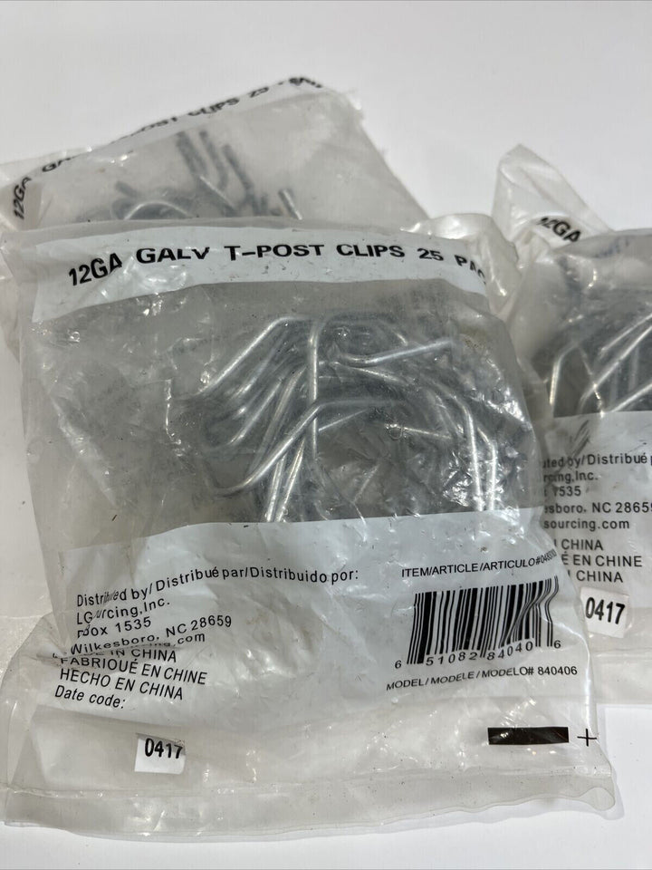 4 Packs  Origin Point 840406 12 GA. Galv. T-Post Clips 25 Clips Each