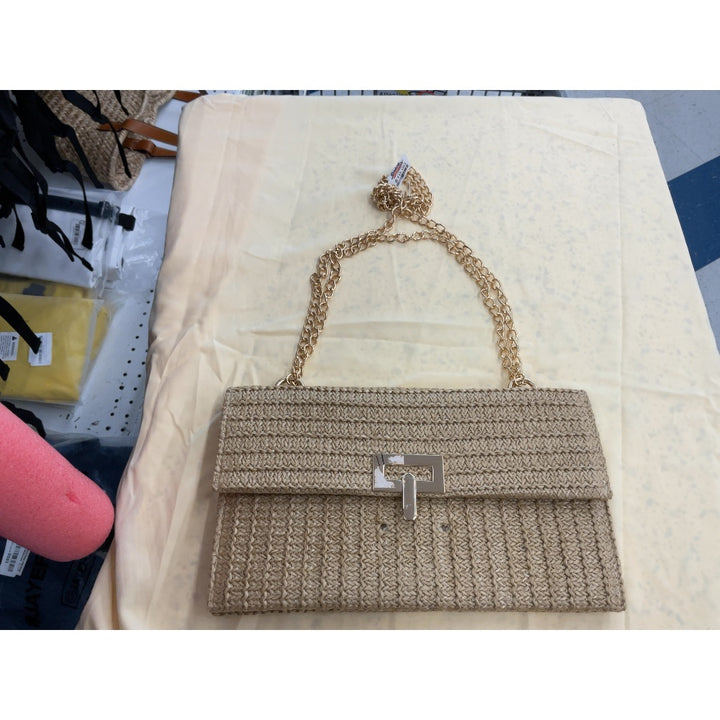 Unbranded Straw Clutch Purse with Chain Strap, Party Bag