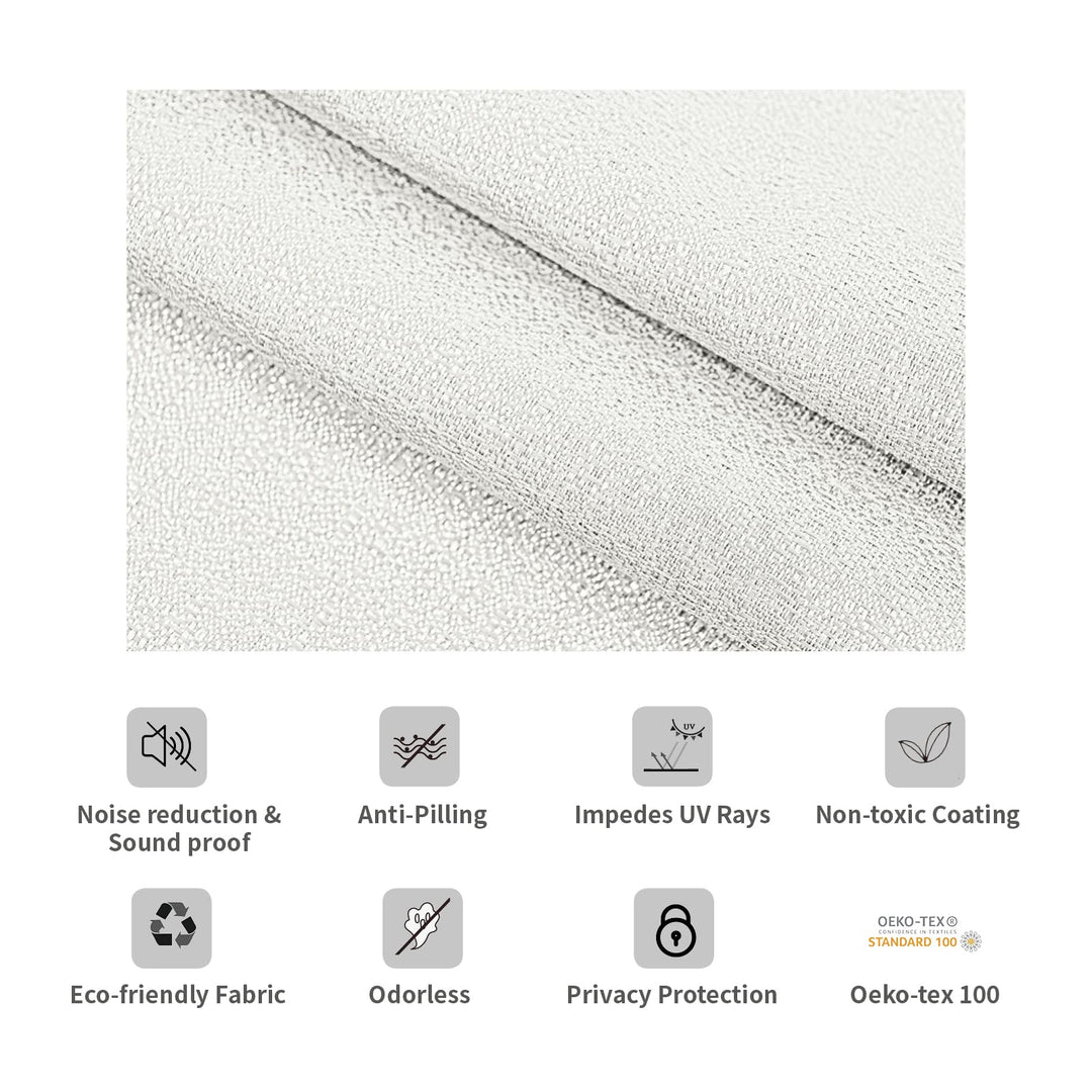 D E CURTAIN Blackout Curtains,Linen Curtains for Living Room or Bedroom 100% Absolutely Blackout,Back Coating Drapes for Quality Sleep and Privacy Protection,2 Panels Burg(Each 52 x 63 Inch,White)